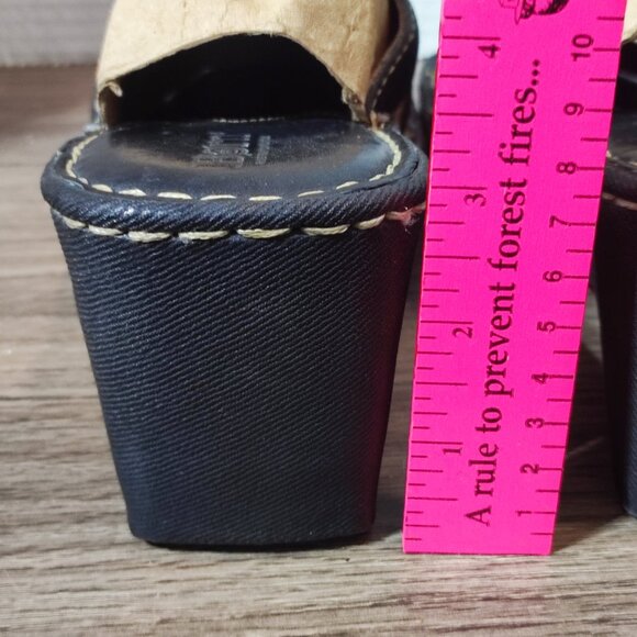 Born Leather Sandals Size 9 Slip On Block Heeled Comfort Dressy Slides Shoes - Picture 6 of 15